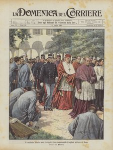 Kardinál vikář Mons Respighi slavnostně navštěvuje vojenskou nemocnici v Římě