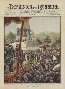 Padesáté výročí expedice na Krym, přehlídka veteránů před památníkem, v Turíně