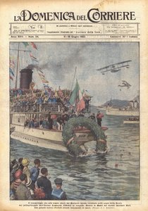 Pohyblivý obřad k ideální hrobce Neznámého námořníka, oslavovaný ve vodách La Spezia? od Achille Beltrame