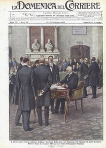 Ovoce italského vojenského vítězství, podepsání míru s Rakouskem, na zámku Saint-Germain od Achille Beltrame