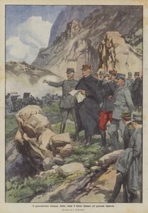 Francouzský generalissimus Joffre navštíví italskou frontu s generálem Cadornou od Achille Beltrame