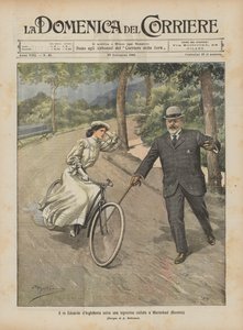 Anglický král Edward zachrání mladou cyklistku v Mariánských Lázních (Čechy)