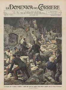 Zemětřesení z 23. října v Kalábrii, vojáci hledající mrtvoly obyvatel? od Achille Beltrame