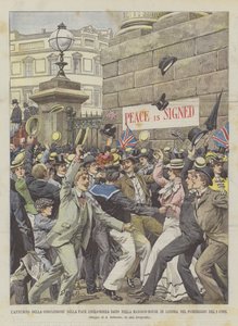 Oznámení o uzavření anglo-búrského míru uděleného v Mansion House v Londýně odpoledne 1. Corr. od Achille Beltrame