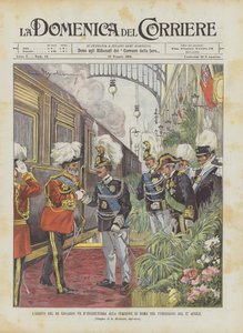 Příjezd anglického krále Edwarda VII. na římské nádraží odpoledne 27. dubna