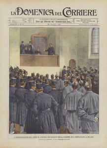 Slavnostní zahájení zemědělského kurzu pro vojáky v kasárnách S Simpliciano v Miláně od Achille Beltrame