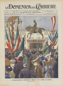 Inaugurace pomníku Carla Alberta v Římě 14. března