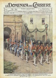 Cuneo Brigade slaví Flag Festival v Garibaldiho kasárnách v Miláně od Achille Beltrame