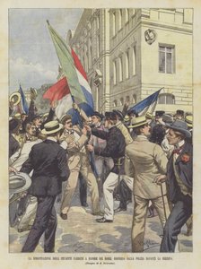 Demonstrace pařížských studentů ve prospěch Búrů, rozehnaná policií před Sorbonnou