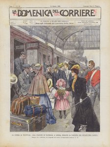 Válka v Transvaal, na nádraží Waterloo, Londýn, během odjezdu vojáků do Afriky