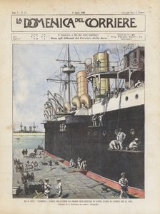 Loď R Stromboli naložená vyloďovacími děly v neapolském arzenálu před odletem do Číny od Achille Beltrame