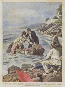 Královna Amelia z Portugalska Kdo, hozen do moře, oblečený na Cascaes Beach?
