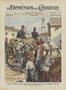 Makedonské povstání, mrtvoly výtržníků vláčené Turky po vesnicích Pei? od Achille Beltrame