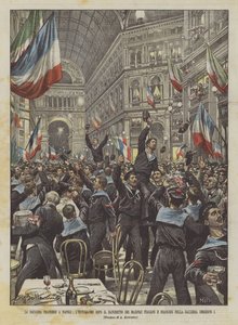 Francouzský tým v Neapoli, nadšení po banketu italských a francouzských námořníků v? od Achille Beltrame