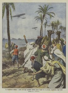 Italská Tripolitania, první lety vojenských letadel u Tripolisu mezi hlubinou? od Achille Beltrame