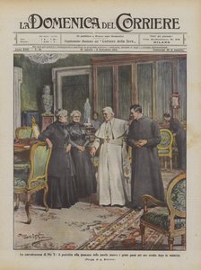 Rekonvalescence Pia X., pontifika v přítomnosti sester, podnikajících první kroky v jeho?