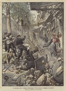 Výbuch pod sevastopolským bulvárem v Paříži při procházce veřejnosti