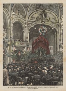 Ukončení milánské mezinárodní výstavy, slavnostní předávání cen v tanečním sále od Achille Beltrame