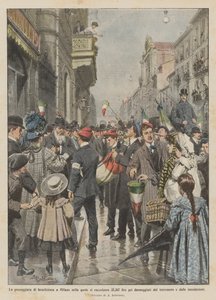 Charitativní procházka v Miláně, při které bylo vybráno 35 367 lir pro poškozené? od Achille Beltrame
