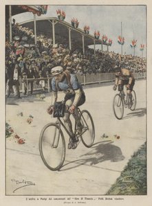 Příjezd závodníků Tour of France, vítěz Petit Breton, do Paříže