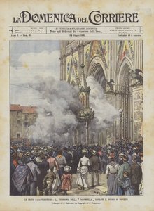 Charakteristické slavnosti, obřad Palombella před katedrálou v Orvietu