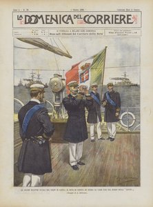 Velké námořní manévry v zálivu Gaeta, vévoda z Janova studuje různé fáze od okraje Savojska