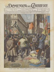 Všeobecné volby v Miláně, zápas o plakát minulou neděli v Galleria Vittorio Emanuele