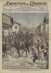 Italská okupace v Albánii, jízda vstupuje do Giorgucati (údolí Drynos)