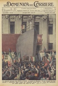 Triumfální dny Duceho na Sicílii od Achille Beltrame
