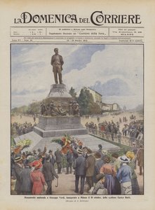 Národní památník Giuseppe Verdiho, inaugurovaný v Miláně dne 10. října, sochařem Enrico Buttim