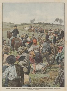 Osm tisíc rolníků poblíž Bari obsadilo rozsáhlé pozemky považované za státní a nahradilo jejich vlastníky. od Achille Beltrame