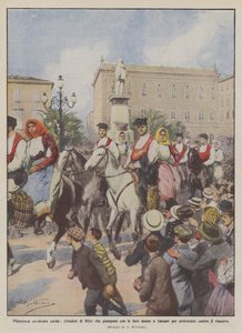 Malebná sardinská jízda, občané Ittiri, kteří přijíždějí se svými ženami do Sassari?