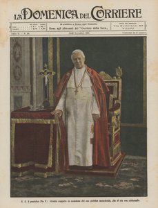 S Papež Pius X., portrét popravený u příležitosti jeho kněžského jubilea, které se nyní slaví