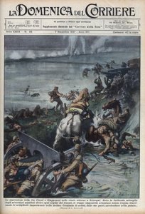 Druhá čínsko-japonská válka (1937-1945): střety v rýžových polích poblíž Šanghaje. Ilustrace Achille Beltrame z „La domenica del corriere““ ze 7. 11. 1937. od Achille Beltrame