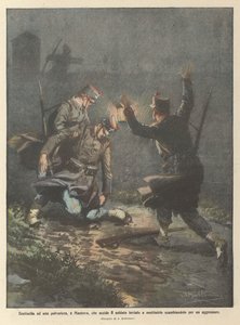 Sentinel v prachárně v Mantově, který zabije vojáka, který ho má nahradit, a spletl si ho s útočníkem