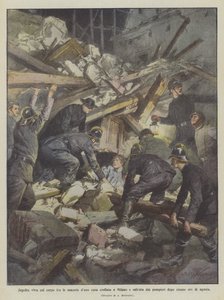 Pohřbena zaživa i se svým tělem v troskách zříceného domu v Miláně a zachráněna hasiči po pěti hodinách agónie. od Achille Beltrame