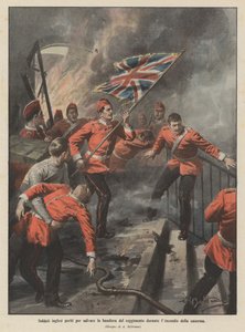 Britští vojáci zahynuli, aby zachránili vlajku pluku při požáru kasáren