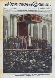 Slavnostní audience, kterou Pius XI. udělil na obrovském nádvoří San Damaso osmi tisícům lombardských dělníků ?