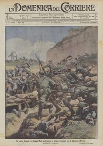 Na hoře Lemerle podniká brigáda Forli protiútok a pronásleduje nepřítele s bajonety v zádech. od Achille Beltrame