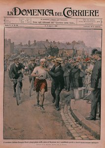 Olympijské hry 1908, obálka listu "La Domenica del Corriere" 1908 (barevná litografie) od Achille Beltrame