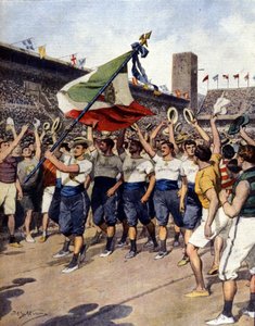 Olympijské hry ve Stockholmu 1912: vítězný italský gymnastický tým. Ill. d