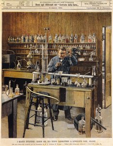 Americký vynálezce Thomas Ava Edison (1847-1931) ve své nové laboratoři v parku Lewellein, Ilustrace Achille Beltrame (1871-1945), La Domenica del Corriere od Achille Beltrame