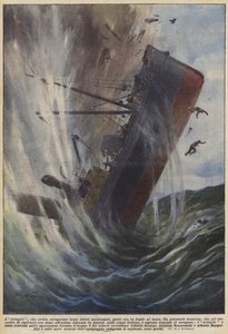 Dráp, který získal tolik ztroskotaných pokladů, nyní leží na dně moře (barva litho) od Achille Beltrame
