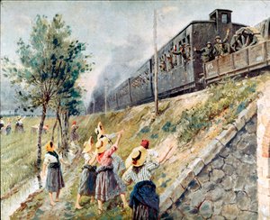 Průjezd italského vojenského vlaku Obraz od Achille Beltrame (1871-1945) Milán, Muzeum soudobé historie od Achille Beltrame