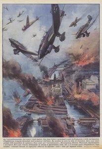 Coventrizace anglických vitálních center (color litho) od Achille Beltrame