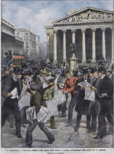 Den poté, co zemřel král Edward VII., den po smrti krále Edwarda VII. Ilustrace Achille Beltrame. května 1910. od Achille Beltrame