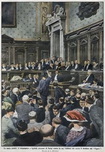 The grand procés: velký proces v Paříži od madame Caillaux, která zavraždila ředitele Figara. „La Domenica del Corriere“, 22. až 29. listopadu 1914. od Achille Beltrame