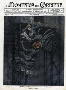 V roce 1910 vypadly dvě ženy z výtahu v Neapoli. od Achille Beltrame