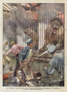 Požár v přídělu divokých zvířat v berlínské zoologické zahradě (barva lito) od Achille Beltrame