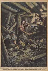 Zázračná záchrana v dřevěných dolech Castelnuovo (Arezzo) od Achille Beltrame